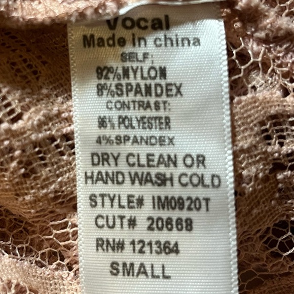 Voice Of California Blush Lace & Suede
Sleeveless Top with lace up back, small - Picture 7 of 7